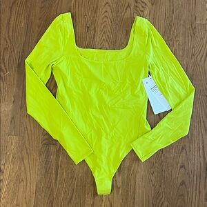 Lululemon Athletica Bright Yellow/Chartreuse Square-Neck Bodysuit - NEW